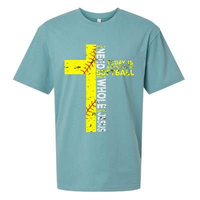 All I Need Is Softball & Jesus Christian Faith Cross Sueded Cloud Jersey T-Shirt
