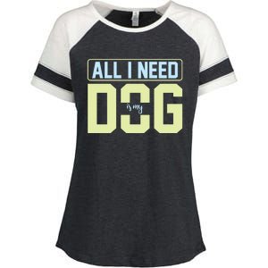 All I Need Is My Dog Enza Ladies Jersey Colorblock Tee