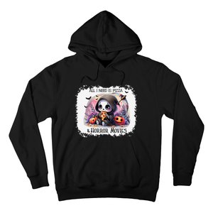 All I Need Is Pizza And Horror Movies Cute Skeleton Happy Hoodie