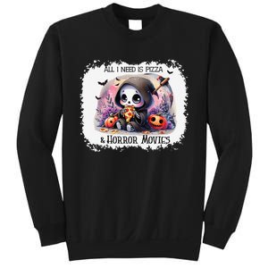 All I Need Is Pizza And Horror Movies Cute Skeleton Happy Sweatshirt