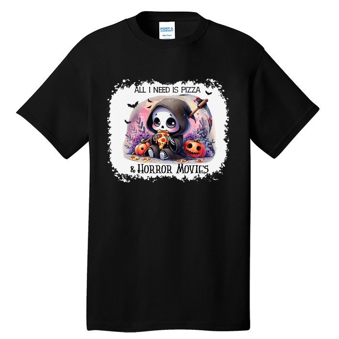 All I Need Is Pizza And Horror Movies Cute Skeleton Happy Tall T-Shirt