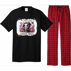 All I Need Is Pizza And Horror Movies Cute Skeleton Happy Pajama Set