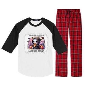 All I Need Is Pizza And Horror Movies Cute Skeleton Happy Raglan Sleeve Pajama Set