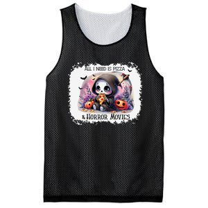 All I Need Is Pizza And Horror Movies Cute Skeleton Happy Mesh Reversible Basketball Jersey Tank