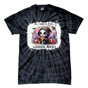 All I Need Is Pizza And Horror Movies Cute Skeleton Happy Tie-Dye T-Shirt