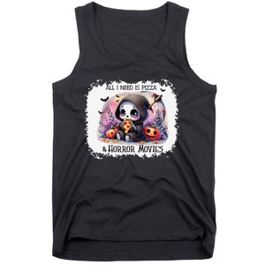 All I Need Is Pizza And Horror Movies Cute Skeleton Happy Tank Top