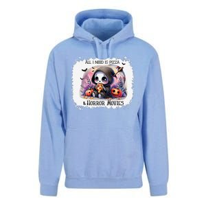 All I Need Is Pizza And Horror Movies Cute Skeleton Happy Unisex Surf Hoodie