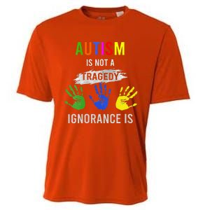 Autism Is Not A Tragedy Ignorance Is Funny Autism Cooling Performance Crew T-Shirt