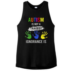 Autism Is Not A Tragedy Ignorance Is Funny Autism Ladies PosiCharge Tri-Blend Wicking Tank