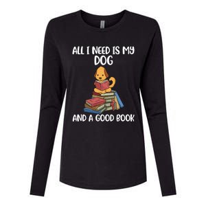 All I Need Is My Dog And A Book Gift Womens Cotton Relaxed Long Sleeve T-Shirt