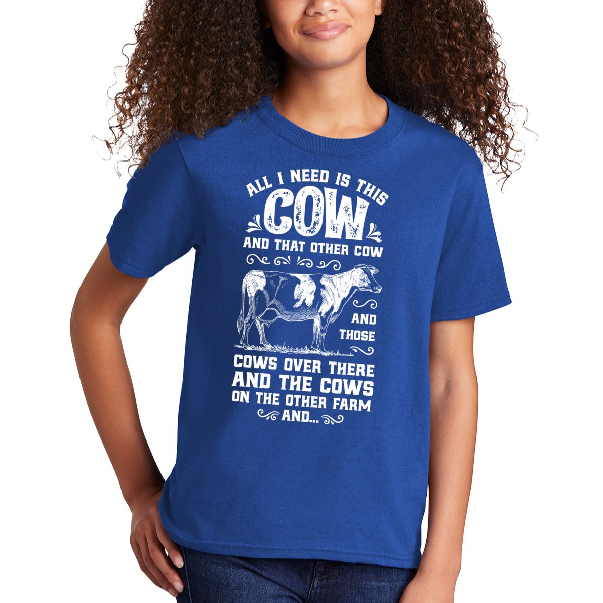 All I Need Is This Cow Funny Farmer Women Men Dairy Farm Gift Kids T-Shirt