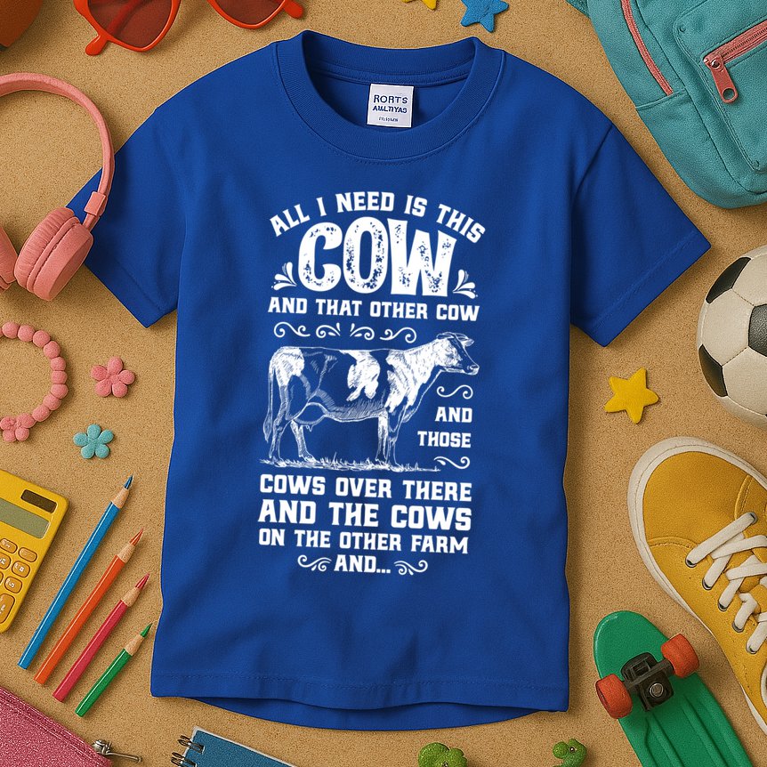 All I Need Is This Cow Funny Farmer Women Men Dairy Farm Gift Kids T-Shirt