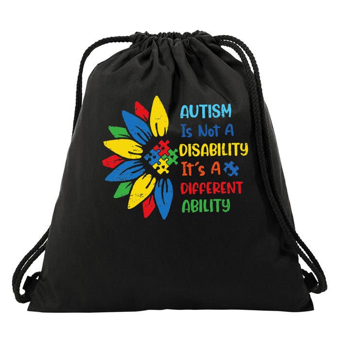 Autism Is Not A Disability Its A Different Ability Teacher Drawstring Bag