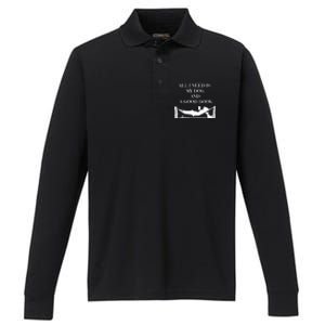 All I Need Is My Dog And A Good Book Graphic Funny Gift Performance Long Sleeve Polo