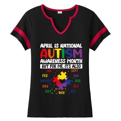 April Is National Autism Awareness Acceptance Month Gift Ladies Halftime Notch Neck Tee