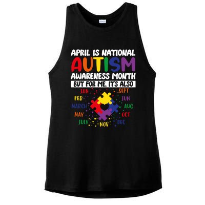 April Is National Autism Awareness Acceptance Month Gift Ladies PosiCharge Tri-Blend Wicking Tank