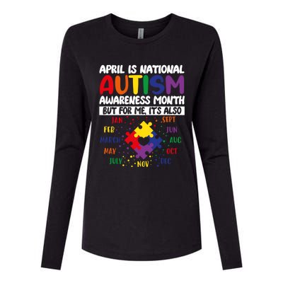 April Is National Autism Awareness Acceptance Month Gift Womens Cotton Relaxed Long Sleeve T-Shirt