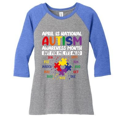 April Is National Autism Awareness Acceptance Month Gift Women's Tri-Blend 3/4-Sleeve Raglan Shirt