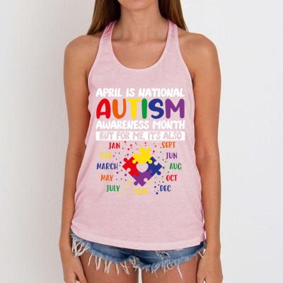 April Is National Autism Awareness Acceptance Month Gift Women's Knotted Racerback Tank