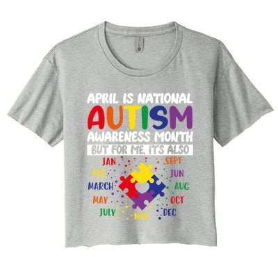 April Is National Autism Awareness Acceptance Month Gift Women's Crop Top Tee