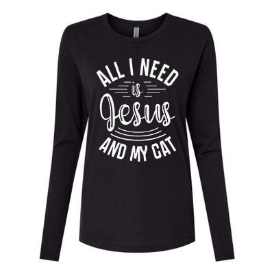 All I Need Is Jesus And My Cat Christian and Cat Lover Womens Cotton Relaxed Long Sleeve T-Shirt