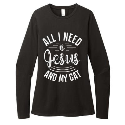 All I Need Is Jesus And My Cat Christian and Cat Lover Womens CVC Long Sleeve Shirt