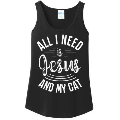 All I Need Is Jesus And My Cat Christian and Cat Lover Ladies Essential Tank