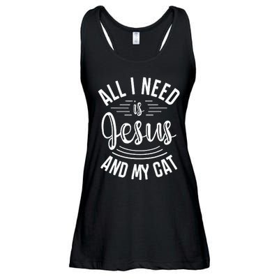 All I Need Is Jesus And My Cat Christian and Cat Lover Ladies Essential Flowy Tank