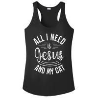 All I Need Is Jesus And My Cat Christian and Cat Lover Ladies PosiCharge Competitor Racerback Tank