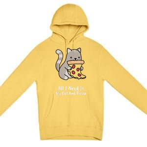 All I Need Is My Cat And Pizza Funny Cat And Pizza Premium Pullover Hoodie