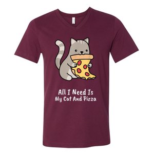 All I Need Is My Cat And Pizza Funny Cat And Pizza V-Neck T-Shirt