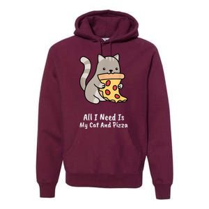 All I Need Is My Cat And Pizza Funny Cat And Pizza Premium Hoodie