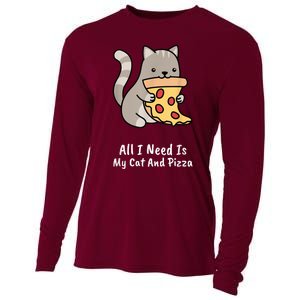 All I Need Is My Cat And Pizza Funny Cat And Pizza Cooling Performance Long Sleeve Crew