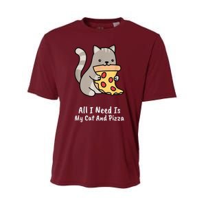 All I Need Is My Cat And Pizza Funny Cat And Pizza Performance Sprint T-Shirt