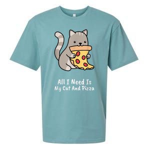 All I Need Is My Cat And Pizza Funny Cat And Pizza Sueded Cloud Jersey T-Shirt