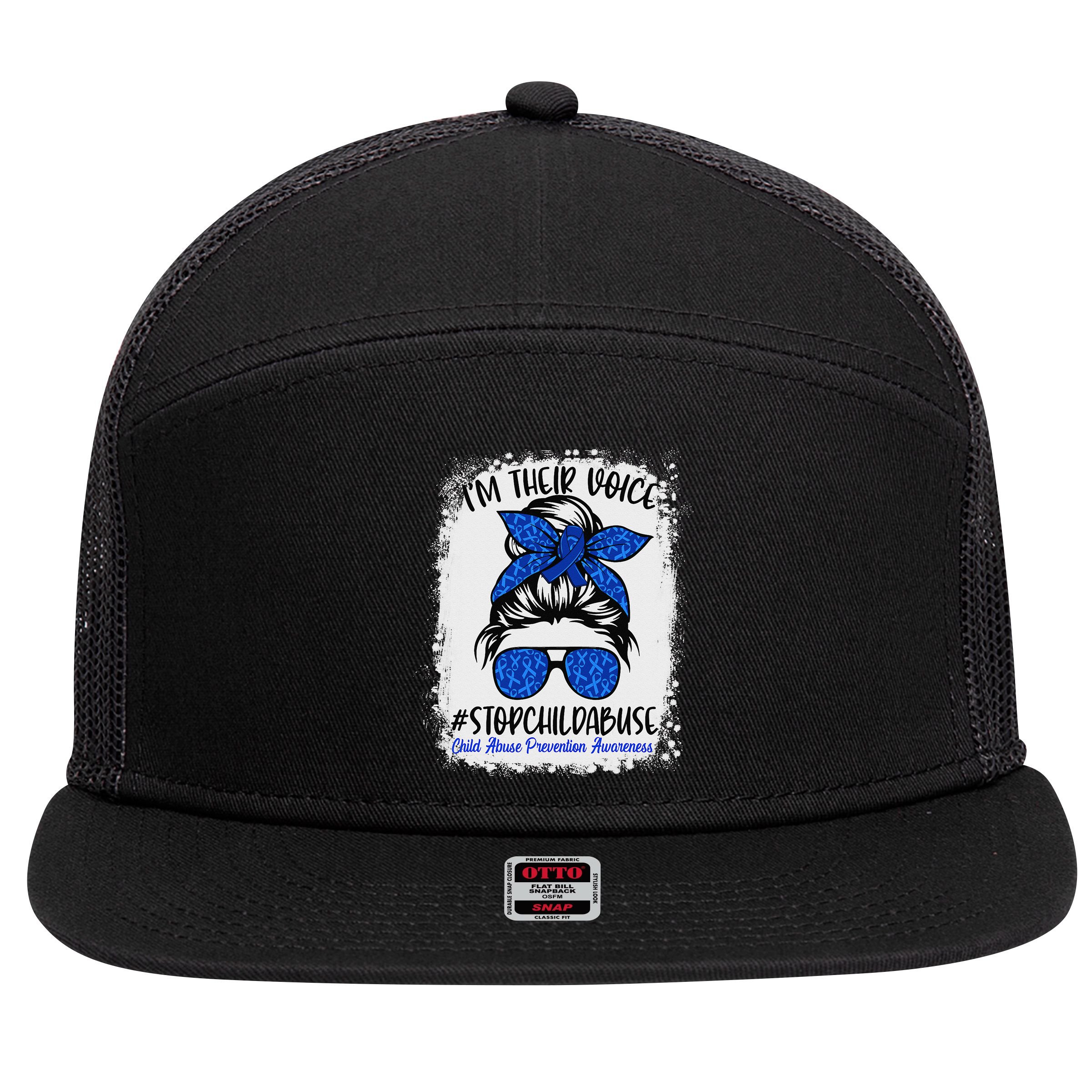 April is National Child Abuse Prevention Month 7 Panel Mesh Trucker Snapback Hat