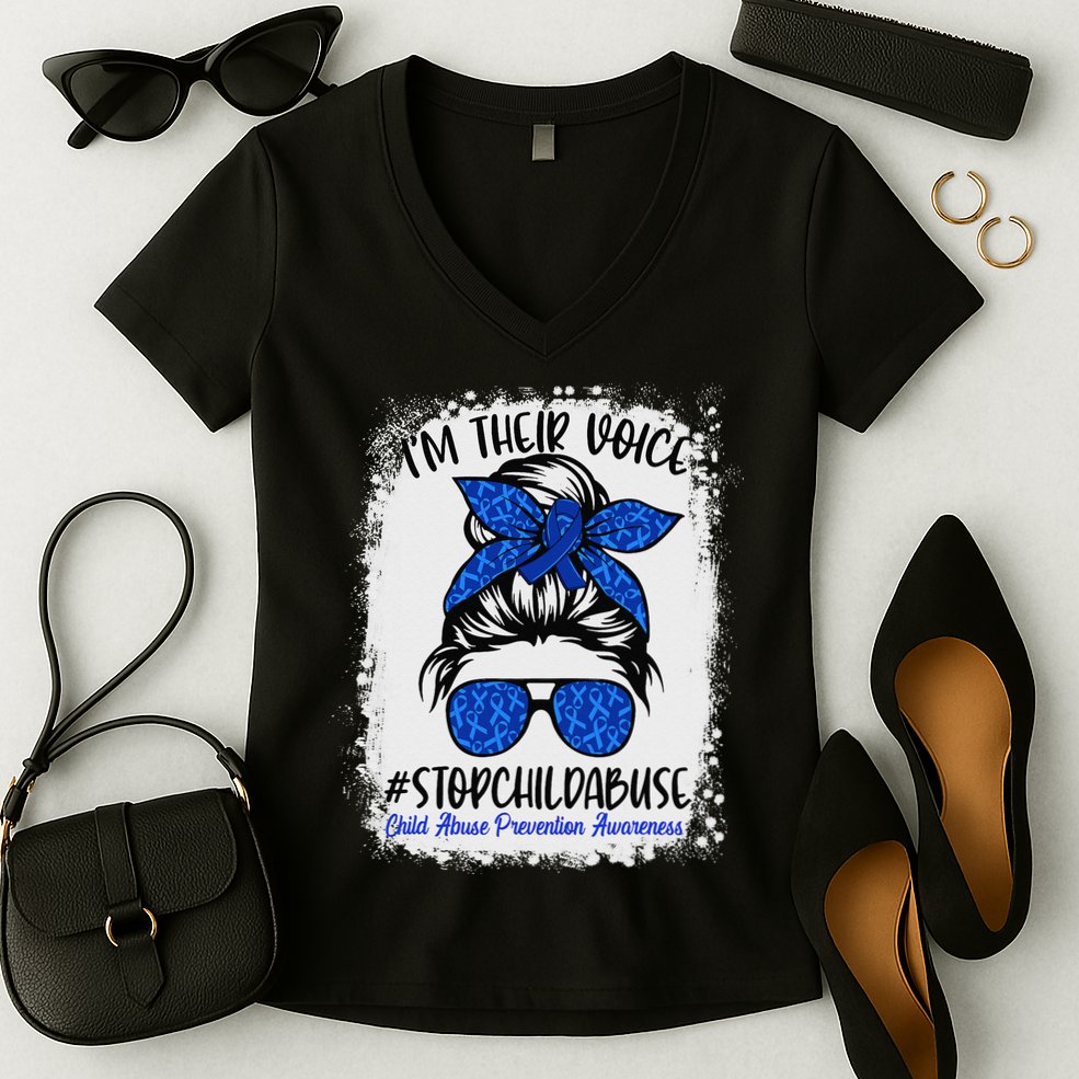 April is National Child Abuse Prevention Month Women's V-Neck T-Shirt