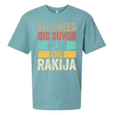 All I Need Is Suvo Meso And Rakija Serbian Sueded Cloud Jersey T-Shirt