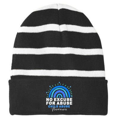 April Is National Child Abuse Prevention Month Striped Beanie with Solid Band