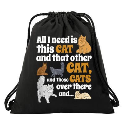 All I Need Is This Cat, And That Other Cat And Those Cats Drawstring Bag