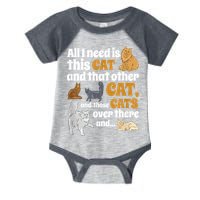 All I Need Is This Cat, And That Other Cat And Those Cats Infant Baby Jersey Bodysuit