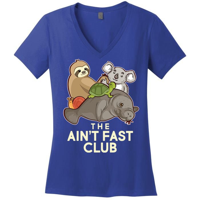 Ain't Fast Club Funny Animal Women's V-Neck T-Shirt