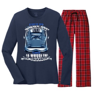 Ain't No Feeling Like 18 Wheeling Women's Long Sleeve Flannel Pajama Set 