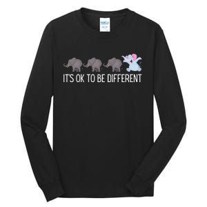 Autism It's Ok To Be Different Elephant Funny Elephant Tall Long Sleeve T-Shirt