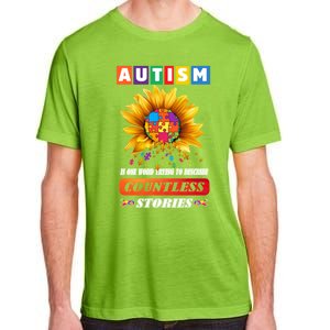 Autism Is One World Trying To Describe Millions Of Stories Funny Gift Adult ChromaSoft Performance T-Shirt