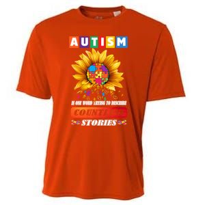 Autism Is One World Trying To Describe Millions Of Stories Funny Gift Cooling Performance Crew T-Shirt