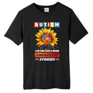 Autism Is One World Trying To Describe Millions Of Stories Funny Gift Tall Fusion ChromaSoft Performance T-Shirt