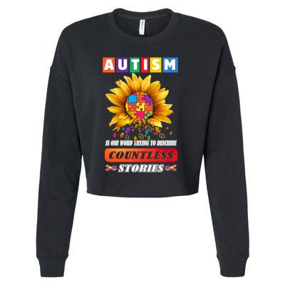Autism Is One World Trying To Describe Millions Of Stories Funny Gift Cropped Pullover Crew