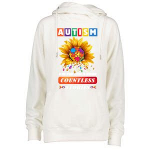 Autism Is One World Trying To Describe Millions Of Stories Funny Gift Womens Funnel Neck Pullover Hood