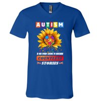 Autism Is One World Trying To Describe Millions Of Stories Funny Gift V-Neck T-Shirt